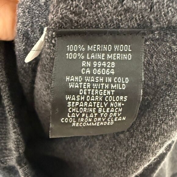 Bugatchi Men’s Merino Wool Gray 1/4 Zip Herringbone Cable Stitch Sweater Large - Picture 7 of 7